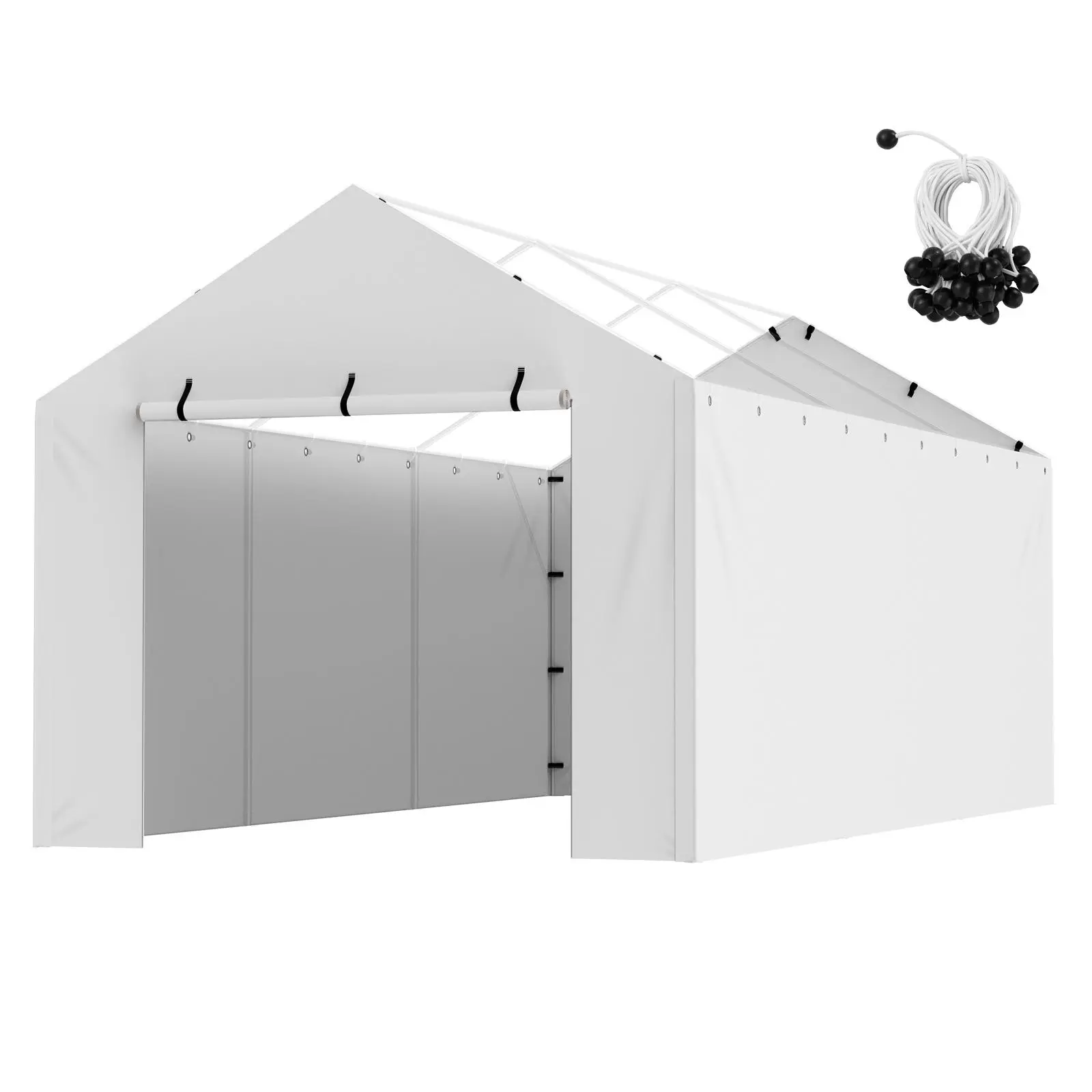 【Backtoschool】VEVOR Sturdy Stable 10x20ft Aluminum Carport Replacement Canopy Cover Side Wall, Heavy-Duty Waterproof UV-Protected Garage Tent Shelter Tarp, Easy Installation with Ball Bungees Velcro, White (Top & Frame Not Included), Sun Protection