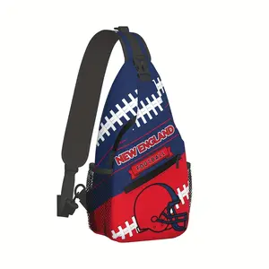 New England Football Print Large Crossbody Backpack Shoulder Bag Durable Machine Washable Multifunctional Chest Pack for Travel Hiking Cycling Outdoor Fishing Unisex for Men Women Youth Hiking Backpack with Zip