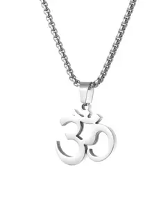 Classic Buddha Yoga Om Symbol Pendant Necklace for Men, Stainless Steel Prayer Jewelry, Spiritual and Stylish Accessory, Daily Wear Necklace