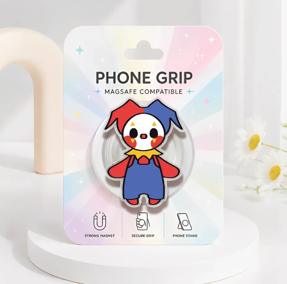 Cute Clown Phone Grip, Clowncore MagSafe Phone Holder, Kawaii Chibi Phone Accessories, Aesthetic Jester Kindle Accessory, Unique Gift for Clowncore Lovers