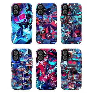 Cyberpunk Glitch TV-Head Phone Case Set, Neon Blue Pink Red Purple Comic Vibes, fashion vibes chaotic digital expressive collector gift play now, iPhone 17 16 15 14 13 12 Pro Max Plus X, Galaxy S25 S24 S23 S22 Ultra