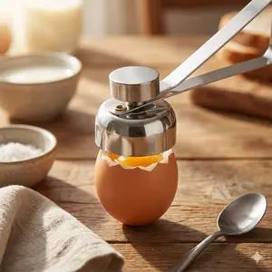 Stainless Steel Egg Cutter with Non-Slip Grip - Quick & Clean Egg Topper for Breakfast, Baking, Cooking | Easy to Clean, No Mess Egg Shell Opener Kitchen Tool