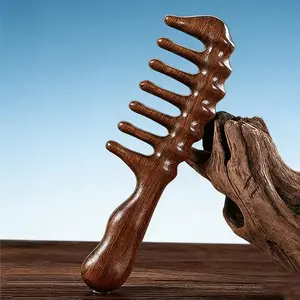 Anti-Static Natural Sandalwood Comb, Wide Tooth Wooden Scalp Massaging Comb, Suitable for Various Hair Types, Tangle Free Hair
