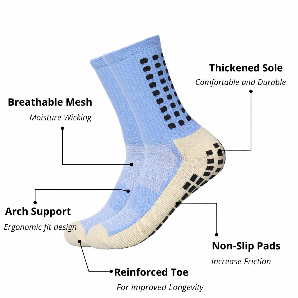 STANDWAY 2 Pairs Soccer Socks with Grip Pads Non Slip Football Basketball Sports Socks for Men Women