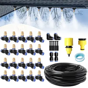 DIY Atomized Micro Spray Garden Irrigation Kit - Adjustable brass nozzle, 1/4 inch hose set, suitable for watering balconies, rainforests, and gardens, Spray Nozzles