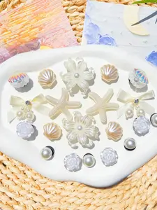 20pcs Shoe Accessories, Starfish Flower Shell Bow Decorations, DIY Footwear Embellishments, Perfect Gift for Birthday Parties