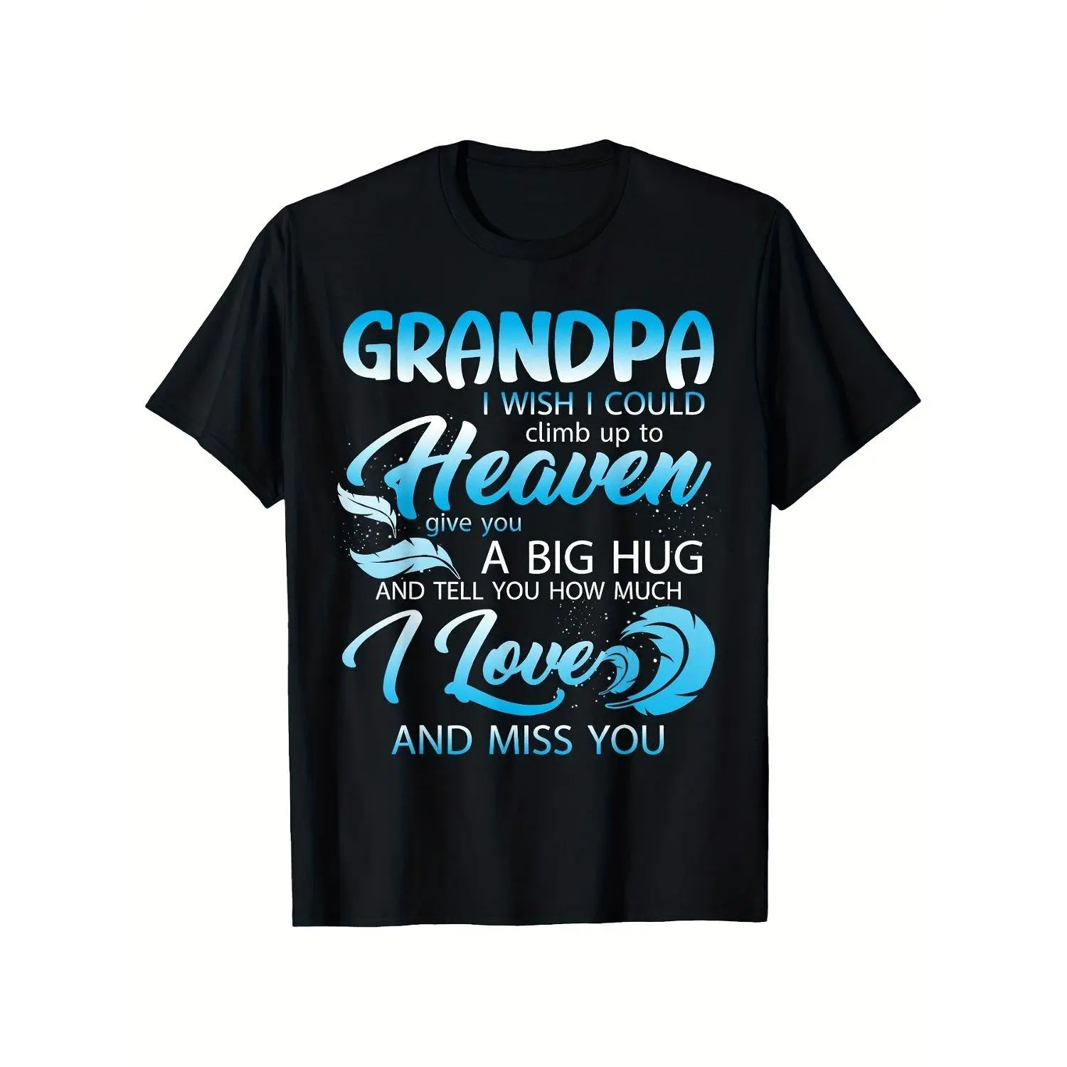 Women’s T-Shirts Grandpa Memorial Tribute Shirt In Loving Memory Heaven Angel Wings Heartfelt Poem Print Loose Fit Casual Short Sleeve Comfortable All Season Bereavement Gift Grandfather’s Day