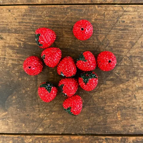 1pc Rhinestone Strawberry Decorative Bead - Beading Accessories, Charms Making Supplies for DIY Bead Art
