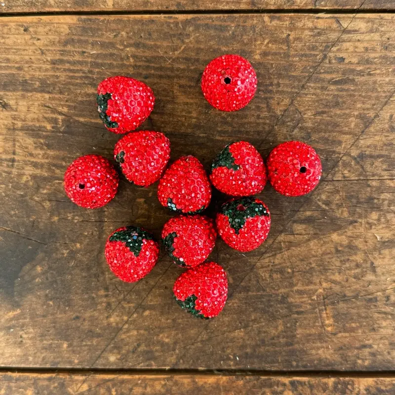 1pc Rhinestone Strawberry Decorative Bead - Beading Accessories, Charms Making Supplies for DIY Bead Art