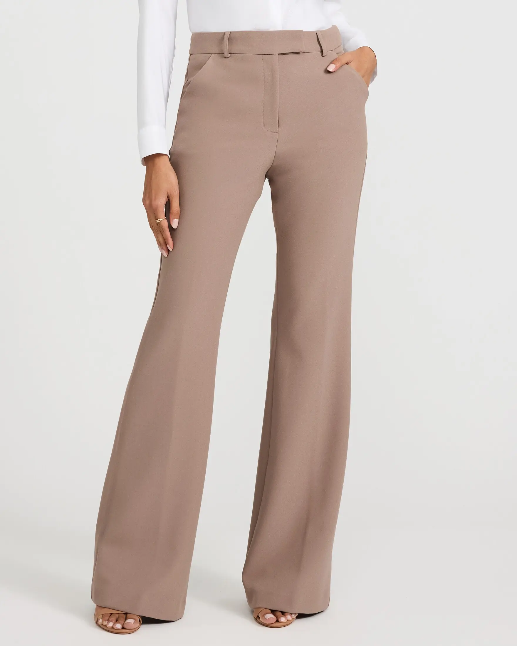 Express Editor High Waisted Slim Flare Pant in Studio Stretch Twill