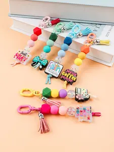 Fashion Faith & Librarian Beaded Tassel Keychain, Jesus Coffee Prayer Bag Charm, Ideal Religious Gift for Women Book Lovers