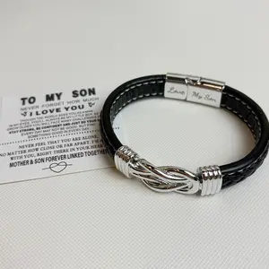 To My Son Infinity Love Bracelet, Perfect Bangle for Son with Infinity Symbol, Means an Infinite Love for Families, Birthday Gift for Son