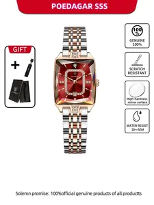 Women's Elegant Rectangle Dial Analog Quartz Watch, Exquisite Trendy Wristwatch, Fashionable Casual Watch for Women As Gift with Box, Modern Fashionable Wristwatch, Steel Quartz Watch, Fashion Watches