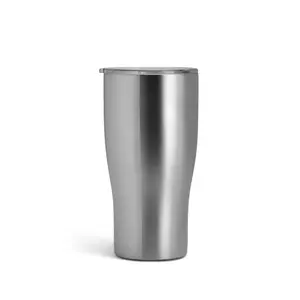 Makerflo Silver 30 oz Curve Stainless Steel Tumbler with Lid & Straw | Craft-Ready for DIY Gifts & Personalization (Epoxy, UV DTF, Vinyl, and Laser Engraving) - Not for Sublimation