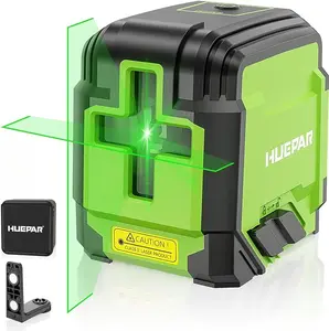 Huepar 2Lines Laser Level Self LevelingGreen Line Laser Cross Line Laser Leveler Tool for Picture Hanging, Home Renovation, Indoor Project, Battery&Carrying Bag Included