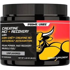 Prime Labs Creatine HCl Powder with Astaxanthin | CON-CRET Creatine HCl + AstaReal 6mg | Workout Performance + Recovery Support | 60 Servings
