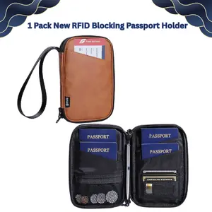 Unisex Waterproof RFID Blocking Passport Holder - Skin-Friendly Zipper, Wrist Strap, Multi-Passport Capacity Travel Document Organizer, Essential Travel Companion, Parent's Day Gift
