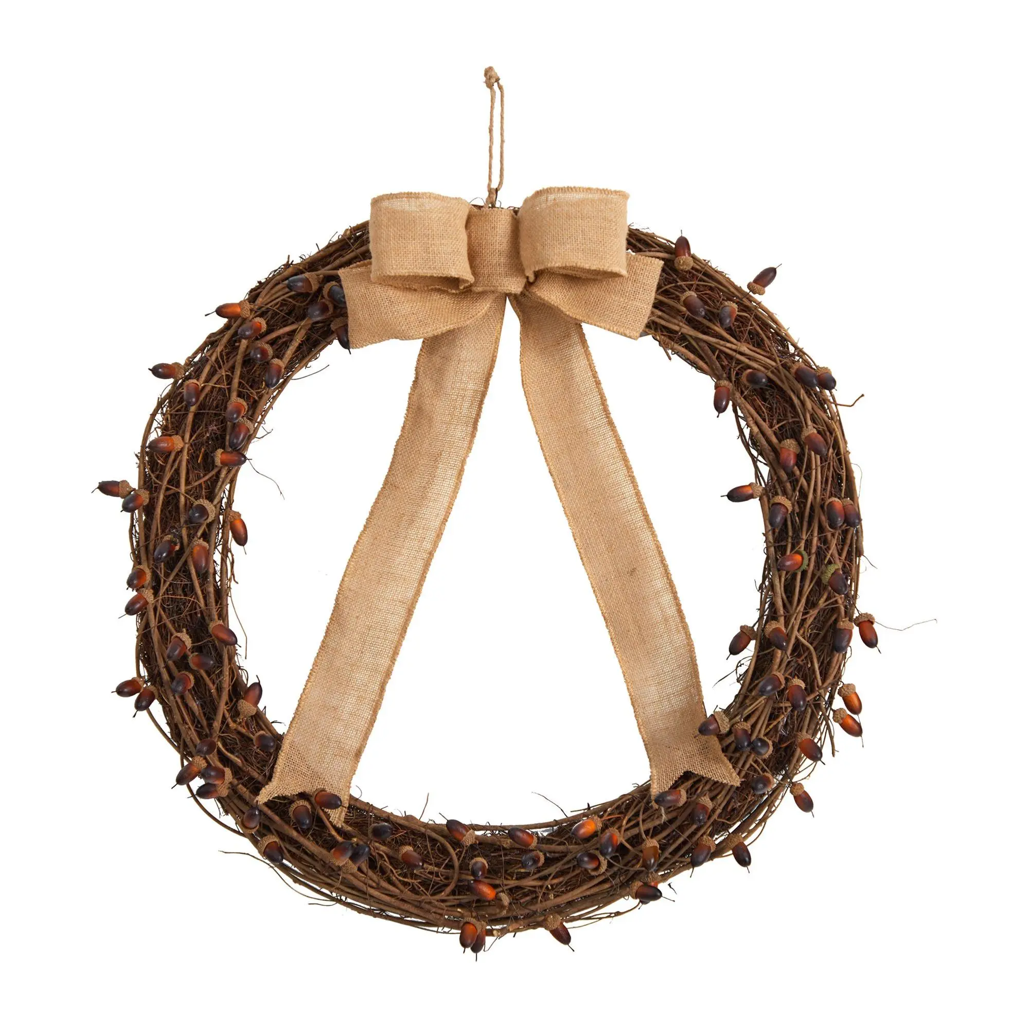 Nearly Natural 30" Fall Acorn & Decorative Bow Wreath