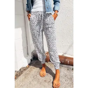 Breezy Leopard Joggers - White