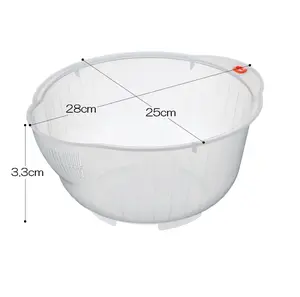 Japanese Rice Washing Bowl with Side and Bottom Drainers, Made in Japan