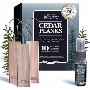 Natural Cedar Blocks for Clothes Storage - Sustainable Closet & Drawer Deodorizer, Moth Repellent Alternative, 10-Pack with Free Restoration Spray, USA Harvested, Long-Lasting Fragrance