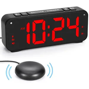 6.5 Inch Led Digital Vibrating Alarm Clock, 1 Count Usb Large Display Digital Clock with 4 Modes, Multifunctional Alarm Clock, Bed Shaker Alarm Clock for Home Use, Stocking Fillers Gift
