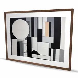212 MAIN Wood-Framed Minimalist Geometric Modern Abstract Art Matted Large Panel Print, 36x48 in Decorative Framed Print, Bedroom Home Decor, Artistic Gift (Model C1FM3648QP85RP), Decorative Frame Prints