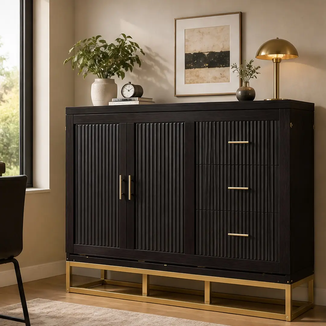ARCH Queen Size Spacious Murphy Bed Frame - Wood Construction with Wooden Doors, Faux Drawers, Metal Legs, Espresso Finish, Foldable Space-Saving Wall Bed for Small Apartments, Home Office, 80.4L x 60.4W x 46.7H in, Spacious Bed Frames