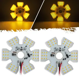 Partsam 2Pcs Ultra-Thin Hex Style Dual Function Interior 54 diode LED Air Breather Light 4.8" Decorative Air Cleaner Lamp for Trucks IP67 12-30V (Yellow)