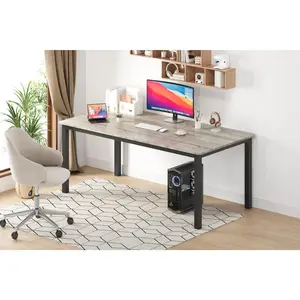 Garvee Industrial Style Large Rectangular Dining Table for Kitchen and Dining Room with Durable Metal Frame Rounded Edges Vintage Brown and White Marble Surface Suitable for Home Office Workspace Seats 6 to