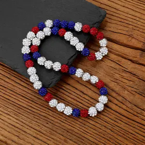 OIDEA Beaded Baseball Necklace - Handmade Chain with Rhinestones, Resin Diamond Clay Charm, Boys Baseball Charm Necklace, 21.7 in Sporty Costume Jewelry Gift for Players, Resin Baseball Necklace
