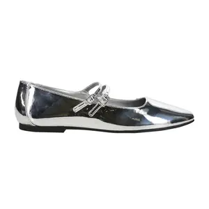 Steve Madden Womens Alisah Metallic Mary Jane Flats Casual - Silver