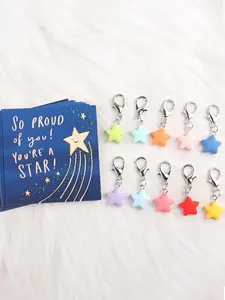 10pcs Resin Star Keychains, Keychain Set, Featuring Motivational Cards That Say "So PROUD of You! You'Re A Star", Perfect for Offering Encouragement And Recognition, These Make Great Gifts for Birthdays, Anniversaries, Graduations