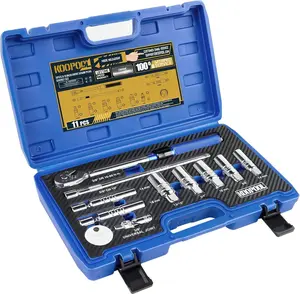 11pc Magnetic Spark Plug Socket Set, 3/8" Click Torque Wrench, Spark Plug Gap Tool, Magnetic Swivel Sockets, U Joint and 10" Extension Bar（11pcs）