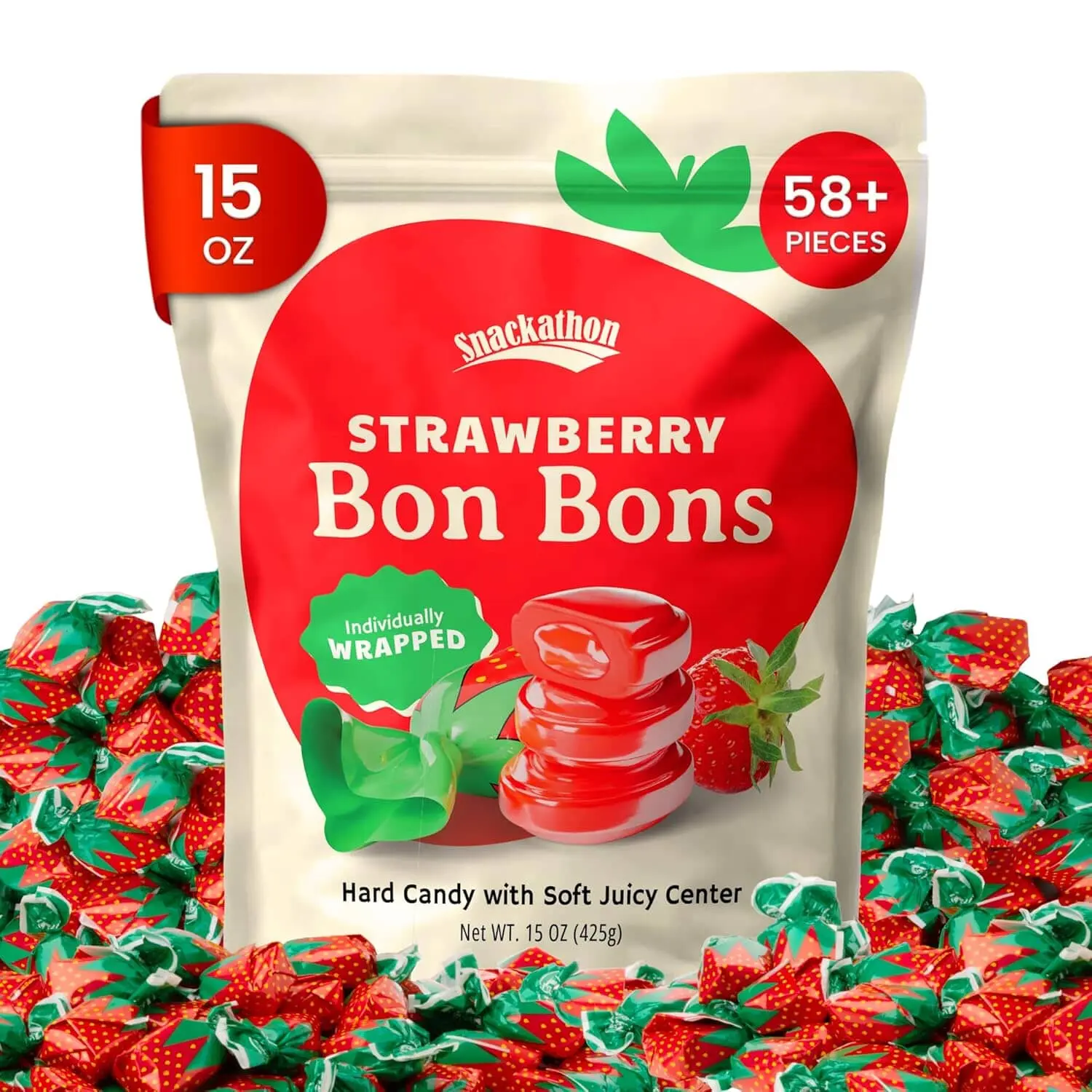 Snackathon Strawberry Bon Bons Hard Candy