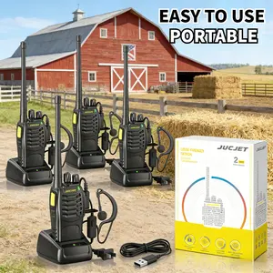 Walkie Talkies for Adults 4 Pack - Rechargeable Long Range 2 Way Radios with Charging Base, Headsets, Type-C Cable, One-Click Pairing, Noise Reduction & Digital Encryption - Perfect for Family Outdoor Hiking (Black)