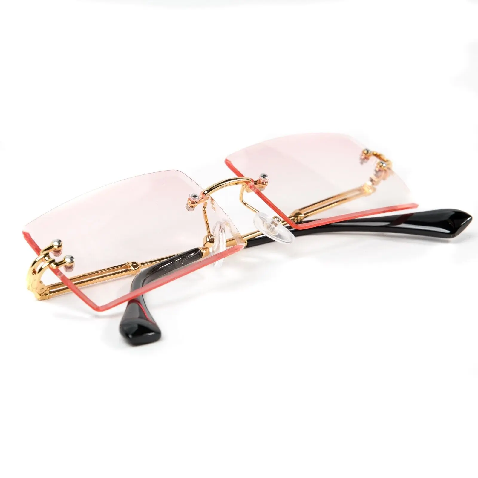 FRED Women\'s Pink Gradient Rimless Sunglasses with Rose Gold Accents Guess GO00038 28T Rimless Shield Sunglasses Rose Gold Frame  main image 4