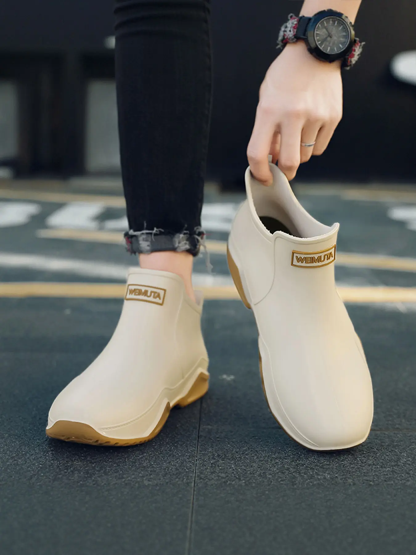 Valentine's Day Short Couple Rain Boots, Rain Shoes, Waterproof Ankle Boots, Round Toe Boot, Anti-Slip Comfortable Kitchen Outdoor All-Round, Durable Craftsmanship for Fishing Activities, Slip Resistant Boots