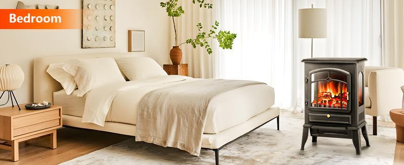 R.W.FLAME 26-inch 3D Infrared Classic 1500W Electric Fireplace Stove, Freestanding Fireplace Heater,Thermostat, Overheating Protection, for Indoor Use heaters electric heater