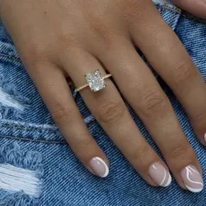 Radiant Cut Solitaire Ring 3 Carat CZ Diamond Engagement Ring in Gold or Silver Unisex Jewelry