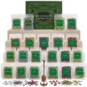 30-Piece Witchcraft Dried Herbs Kit - Beginner Apothecary Set with Ritual Spoon, Spell Pouches, Wiccan Altar Supplies Gift Box, Ideal for Gifting on Special Occasions