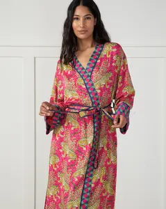 Bagheera - Eco Satin Robe - Hot Pink