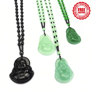 Vintae One Piece Buddha Jade Pendant Necklace Jewelry for Women