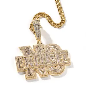 Hip Hop “NO EXCUSE” Pendant Necklace for Men, Bling Golden Tone Iced Out Statement Chain, Streetwear Rapper Jewelry, Trendy Couple Gift