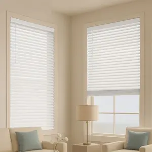 VEVOR Faux Wood Blinds, 2 Slat, 34.5 Wx 60 H, Cordless Window Blinds and Shades with Decorative Board, Easy to Clean and Simple Light Adjustment, for Room Darkening, Home Interior Windows, WhiteVEVOR Super Brand Day
