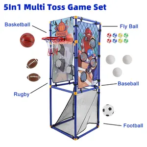5-in-1 Multi Toss Game Set Play Football,Baseball,Basketball,Rugby And Fly Ball