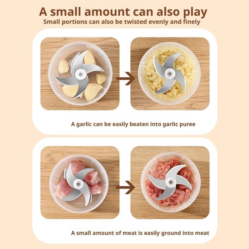 Electric Garlic Chopper Rechargeable Wireless Mini Food Processor One Touch Operation Splash Proof Lid for Chopping Garlic Onion Ginger Meat Baby Food Smoothies Blue Kitchen Utensils  Dispensers Oil Cordless Cutting