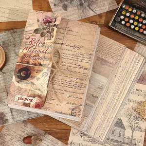 160 Sheets Vintage Text Scrapbook Paper Set Non-Sticky Large Size Decorative Paper With 160 Unique Patterns - Perfect For Junk Journals, DIY Crafts & Planner Decorations