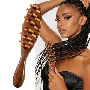 Premium Walnut Loc Brush with 22 Bamboo Pins, Relaxing ASMR Head Massage Tool for Microlocs, Elegant Wood Wide Tooth Scalp Care Comb, quick fix beauty
