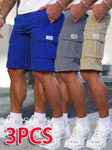 Men’s cargo shorts, set of 3 — featuring multiple practical pockets — non-stretch fabric suitable for everyday wear, office, and outdoor activities — casual yet smart-looking — easy-care design, sturdy construction, functional pockets — a perfect choice f